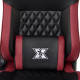 Scaun gaming X by Serioux, Theon, ajustabil, piele sintetica, piston pe gaz, manere reglabile, baza stea cu 5 picioare, greutate maxima admisa 150Kg, perne detasabile, negru/burgundy