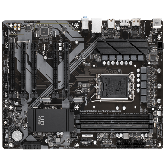 Placa de baza GIGABYTE B760 DS3H LGA1700, 4x DDR5 7600MHz, 1x HDMI, 1x DisplayPort, 5x PCIe x16, 2x M.2, 4x SATA 6Gbps, LAN 1Gbps, ATX