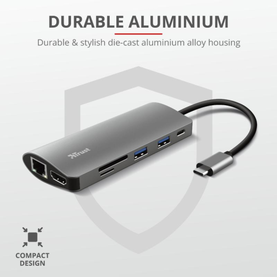 Hub USB Trust Dalyx, 7 porturi USB-C, negru Hub USB Trust Dalyx, 7 porturi USB-C, negru