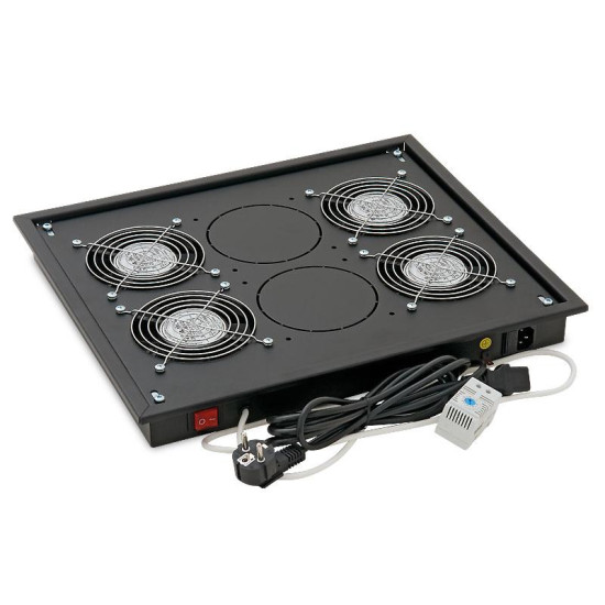 Panou ventilatie Triton pentru rack de podea 19, 4 ventilatoare 230V/60W cu termostat bimetalic, flux axial, gri