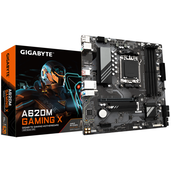 Placa de baza Gigabyte A620M GAMING X AX AM5, 4x DDR5, 1x DisplayPort, 1x HDMI, 1x PCIe x16, 1x PCIe x1, 1x M.2, 4x SATA 6Gbps, mATX