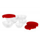 SET 5 BOLURI DE STICLA CU CAPAC,ROSU,VANORA HOME SET 5 BOLURI DE STICLA CU CAPAC,ROSU,VANORA HOME