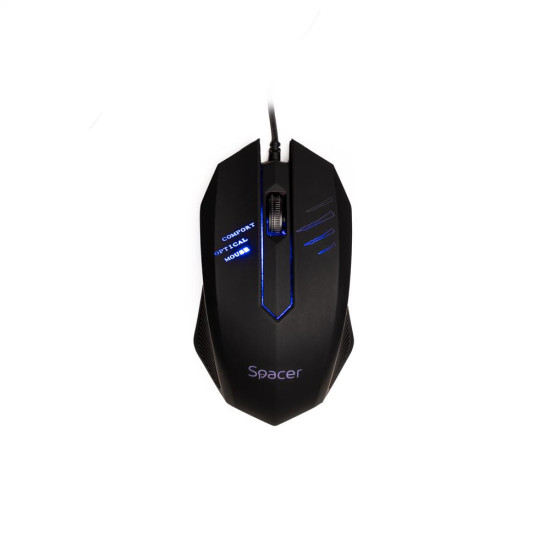 Mouse Spacer SPMO-M20, cu fir, 1000DPI, senzor optic, 3 butoane, iluminare, negru Mouse Spacer SPMO-M20, cu fir, 1000DPI, senzor optic, 3 butoane, iluminare, negru