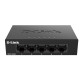 D-Link Switch DGS-105GL, 5 porturi Gigabit, Capacity 10Gbps, desktop, faramanagement, metal, negru, fara ventilator, D-Link Green.