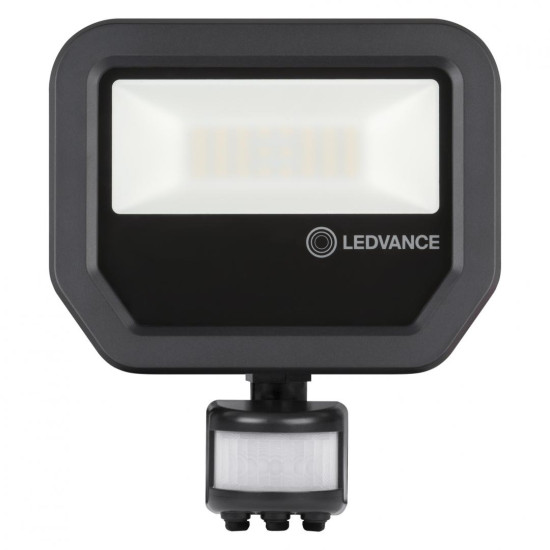 Proiector LED cu senzor de miscare si lumina Ledvance FLOODLIGHT PERFORMANCE, 20W, 100-277V, 2400 lm, lumina neutra (4000K), IP65/IK07, 176x156x55mm, aluminiu, Negru