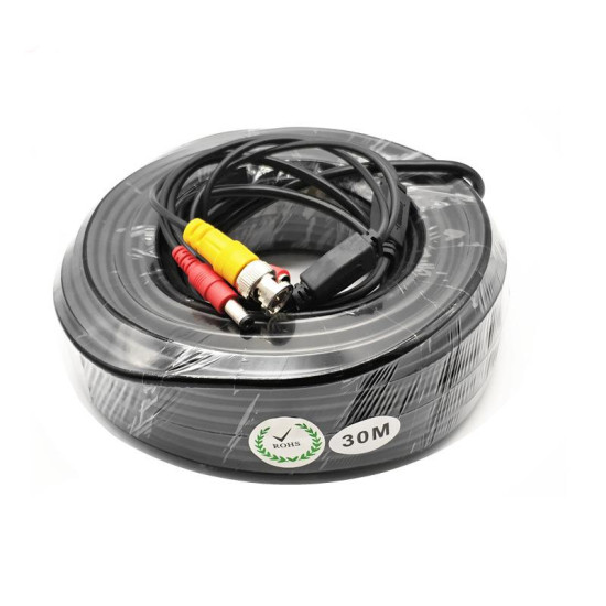 Cablu video si alimentare 30 metri LN-EC04-30M; conectori DC si BNC;  Video Power: 26 AWG; Insulation: 1.3mm Colourless PE; Power Conductor: 21 AWG x 2C Red/Black ID: 1.35mmPVC; Outer Jacket: 4.4mm PVC Black