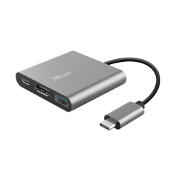 Hub USB Trust Dalyx, 3 porturi USB-C, silver