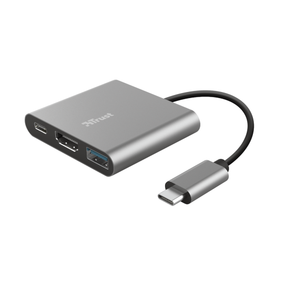 Hub USB Trust Dalyx, 3 porturi USB-C, silver