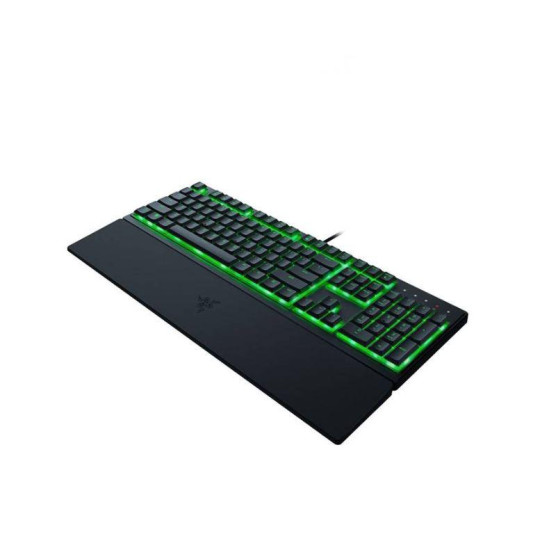 Tastatura Razer Ornata V3 X - Low Profile Gaming Keyboard - US Layout  TECH SPECS SWITCH TYPE Razer™ Membrane Switch APPROXIMATE SIZES Full Size LIGHTING Single Zone Razer Chroma™ RGB Lighting WRIST REST Yes ONBOARD MEMORY None MEDIA KEYS None PASSTHROUGH