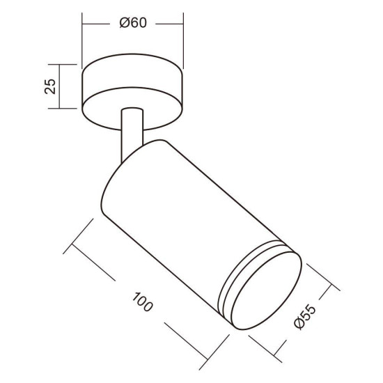 Spot reglabil Vivalux ROUND KING, GU10, max. 35W,  IP20, Ø60x180mm, Negru, bec neinclus