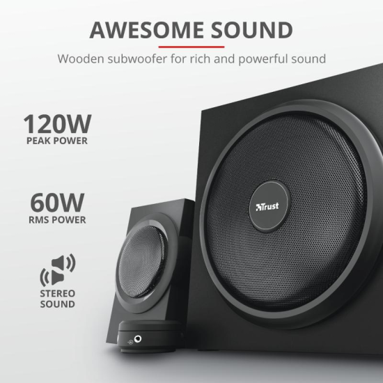 Sistem audio Trust Yuri 2.1, 60W, negru Sistem audio Trust Yuri 2.1, 60W, negru