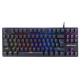 Tastatura gaming mecanica Serioux Freya, switch OUTEMU blue, pana la 50 milioane click-uri, 87 taste, 26 taste Anti-ghosting , 9 moduri de iluminare rainbow, material: ABS, layout US, palm rest de piele detasabil,  forta actionare: 60g ± 10g, plug and pla