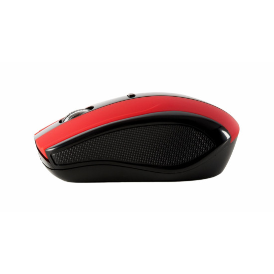 Mouse Serioux, Rainbow 400, fara fir, USB, senzor optic, distanta de operare; 10m, precizie: 1000/1600DPI ajustabila, 4 butoane, 2x baterie AAA, sisteme de operare: Windows / Mac OS / Linux, rosu