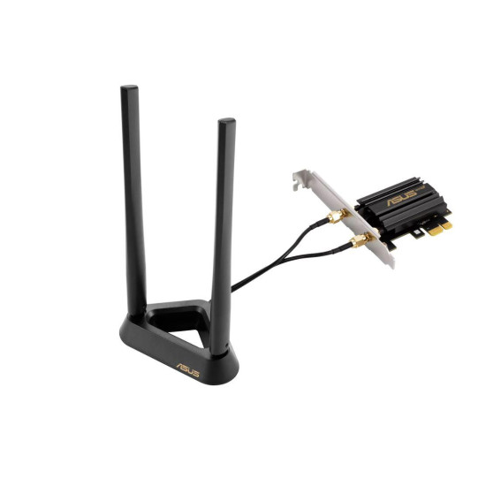 ASUS PCE-AXE59BT Wifi si Bluetooth 5.2 PCIe adapter, WI-FI 6, 2.4GHz / 5GHz / 6GHz, greutate: 78.4G, 2 x Antene externe, PCI-Express x 1.