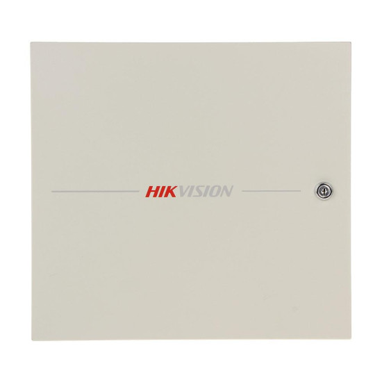 Centrala control access Hikvision DS-K2601T, pentru 1 usa bidirectionala (2 x cititoare Wiegand sau 2 x cititoare RS-485), capacitate de stocare: 100,000 cartele si 300,000 evenimente, comunicare: TCP/IP, RS-485, Wiegand (W26/W34), EHome 5.0, si protocol 