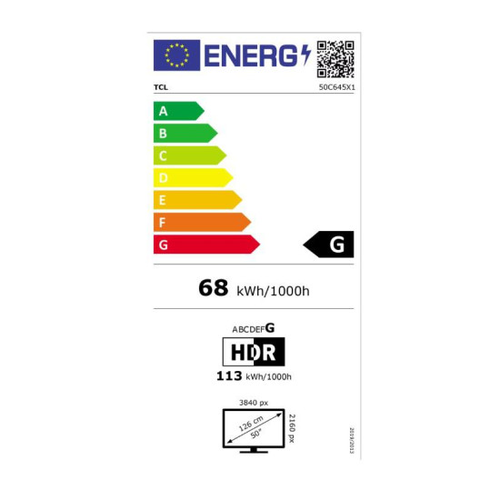 Televizor TCL QLED 50C645, 126 cm (50