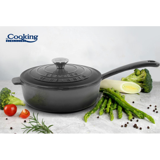 TIGAIE ADANCA FONTA EMAILATA + CAPAC 24 X 8 CM, 2.5 L, MARBLE GREY, COOKING BY HEINNER TIGAIE ADANCA FONTA EMAILATA + CAPAC 24 X 8 CM, 2.5 L, MARBLE GREY, COOKING BY HEINNER