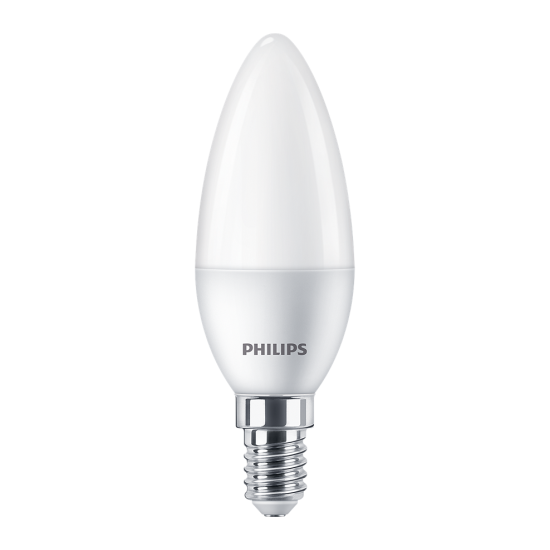 6 Becuri LED Philips B35, E14, 5W (40W), 470 lm, lumina calda (2700K) ,mat