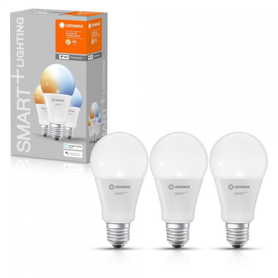 3 Becuri LED inteligent Ledvance SMART+ WiFi Classic Tunable White A, E27, 14W (100W), 1521 lm, lumina alba (2700-6500K)