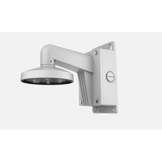 Suport de montaj pe perete cu doza de conexiuni Hikvision DS-1473ZJ- 155B, material aliaj de aluminiu, dimensiuni: Ø 155 mm × 243 mm × 300 mm, greutate: 1750 g