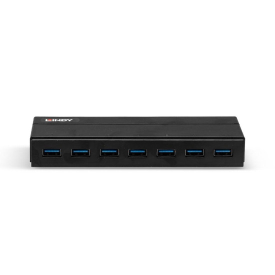 Hub USB Lindy LY-43228, 7 Port, USB 3.1, negru