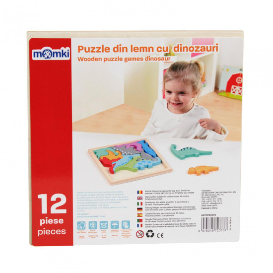 PUZZLE DIN LEMN CU DINOZAURI, 12 PIESE PUZZLE DIN LEMN CU DINOZAURI, 12 PIESE