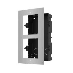 Panou frontal pentru 2 module de videointerfon modular Hikvision DS-KD- ACF2/S; permite conectarea a 2 module de interfon modular; montare incastrata; material otel inoxidabil; doza de plastic inclusa; dimensiuni:236mm x 124mm x 4mm;