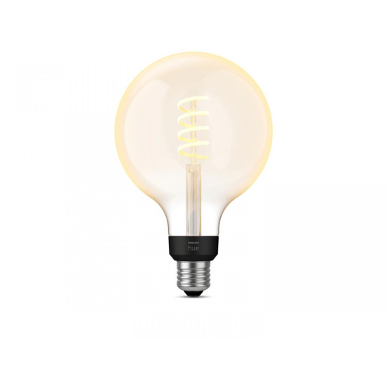 Bec LED inteligent vintage (decorativ) Philips Hue Filament Glob G125, Bluetooth, E27, 7W (40W), 550 lm, lumina alba (2200-4500K) Bec LED inteligent vintage (decorativ) Philips Hue Filament Glob G125, Bluetooth, E27, 7W (40W), 550 lm, lumina alba (2200-4500K)