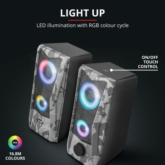 Boxe Stereo GXT 606 Javv RGB-Illuminated 2.0, 6W, camuflaj