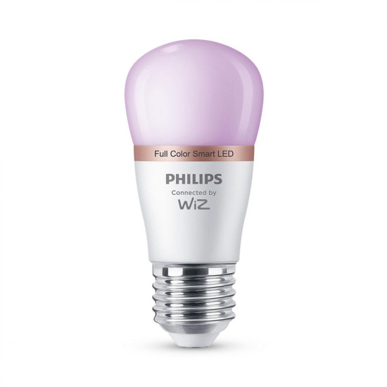 Bec LED RGB inteligent Philips Bulb P45, Wi-Fi, Bluetooth, E27, 4.9W (40W), 470 lm, lumina alba si color (2200-6500K)