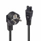 Cablu alimentare schuko Lindy IEC C5, 2m, negru  Description  Schuko Mains Plug to Clover Leaf IEC C5 Socket Cable material: H05 VV-F 3G 1.00 100% electrical and mechanical inspection VDE approved Colour: Black Fully moulded  https://www.lindy-internation