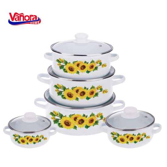SET GATIT 10 PIESE EMAILAT SUN FLOWER SET GATIT 10 PIESE EMAILAT SUN FLOWER