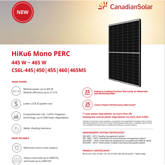 MONO SOLAR P. CANADIAN CS6L-460MS BK. FR