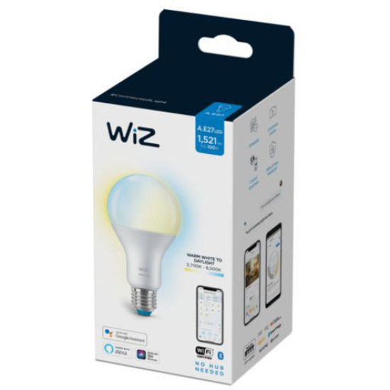 Bec LED inteligent WiZ Connected Whites A67, Wi-Fi, E27, 13W (100W), 1521 lm, lumina alba (2700K-6500K), compatibil Google Assistant /Alexa/Siri