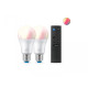 Pachet 2 Becuri LED RGB inteligente WiZ Connected Colors A60, Wi-Fi, E27, 8W (60W), 806 lm, lumina alba si color (2200-6500K) + Telecomanda