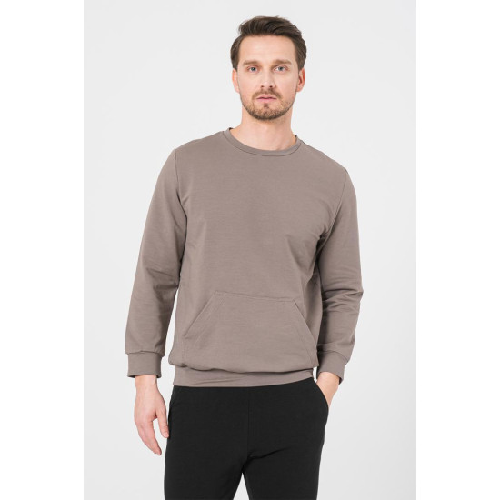 BLUZA COTON CASUAL BARBATI TAUPE-XXL