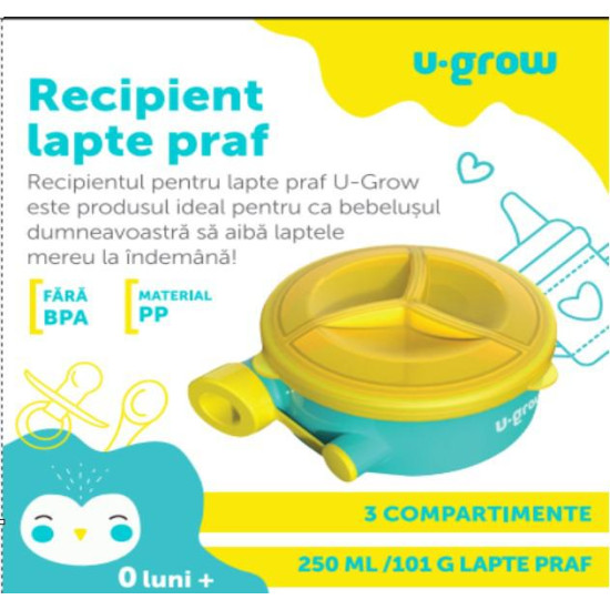 Recipient lapte praf cu 3 compartimente Recipient lapte praf cu 3 compartimente