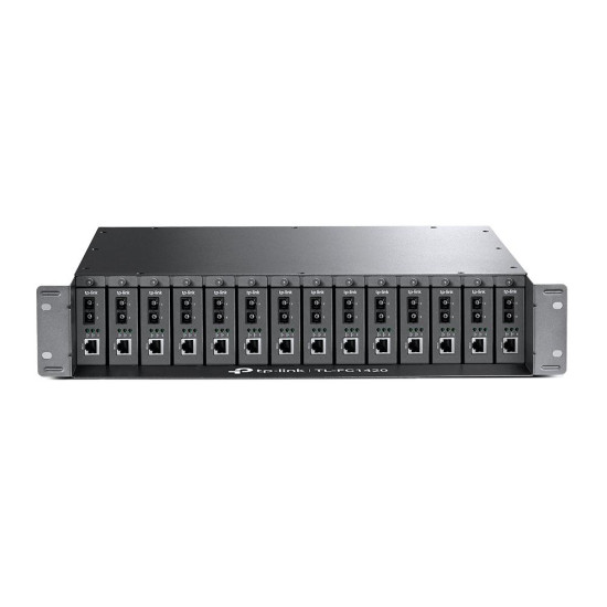 TP-Link sasiu rackmount, 14 sloturi, 2 ventilatoare, sursa 100-240VAC, 50/60Hz, dimensiuni: 482*309*86 mm. TP-Link sasiu rackmount, 14 sloturi, 2 ventilatoare, sursa 100-240VAC, 50/60Hz, dimensiuni: 482*309*86 mm.