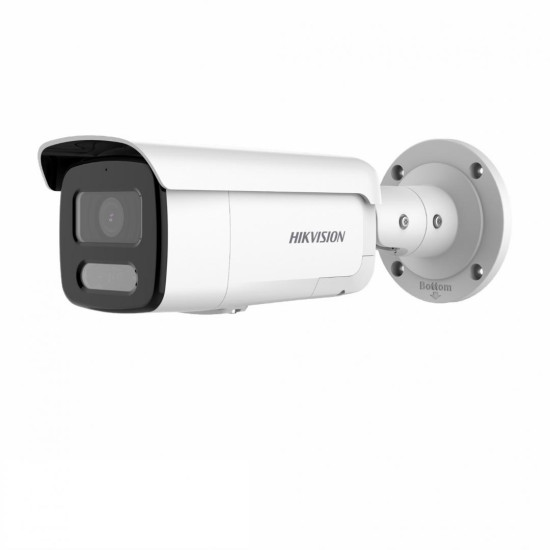 Camera supraveghere Hikvision IP bullet DS-2CD2T47G2-LSU/SL(2.8mm)C, 4MP, ColorVu - imagini color 24/7 (color si pe timp de noapte-F1.0 super-aperture), Acusens -Human and vehicle classification alarm based on deep learning, alarma vizuala(lumina strobosc