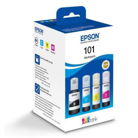 Pachet cartuse cerneala Epson 101 ECOTANK , BKCMY, capacitate 127ML BK, 70ml / culoare, pentru L6170, L4160, L4150, L6190