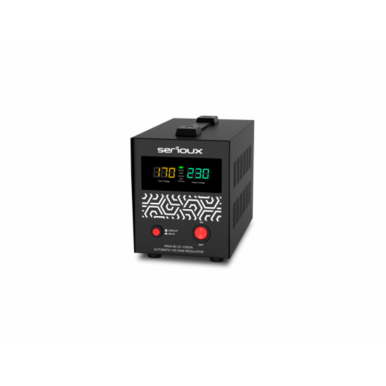 Stabilizator de tensiune Serioux Relay 101-1000VA, putere 1000VA/600W, tip releu, transformator toroidal, interval tensiune intrare 150V ~ 260V, interval frecvența intrare 45Hz ~ 65Hz, tensiune de ieșire 230V, precizie de ieșire +4,-8%, priza: 1x Schuko, Stabilizator de tensiune Serioux Relay 101-1000VA, putere 1000VA/600W, tip releu, transformator toroidal, interval tensiune intrare 150V ~ 260V, interval frecvența intrare 45Hz ~ 65Hz, tensiune de ieșire 230V, precizie de ieșire +4,-8%, priza: 1x Schuko,
