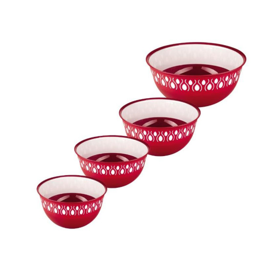 SET 4 BOLURI PLASTIC, 16/20/24/28 CM, ROSU, ART OF DINNING BY HEINNER