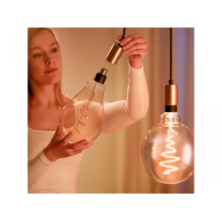 Bec LED inteligent vintage (decorativ) WiZ Connected Filament GoldPS160, Wi-Fi, E27, 6W (25W), 390 lm, lumina alba (2000-5000K), compatibil Google Assistant/Alexa/Siri