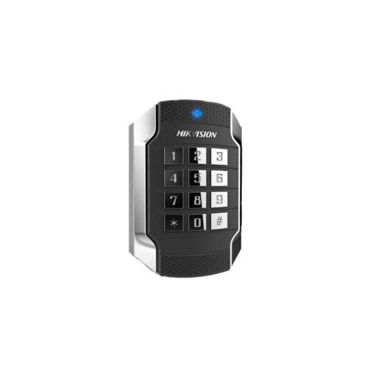 Card reader Hikvision, DS-K1104MK; Mifare 1 card, with keypad; Supports RS485 and Wiegand(W26/W34) protocol; Tamper-proof alarm, Dust-proof, Vandal Proof, IP 65; Applied for 86 and 120 Gang Box.