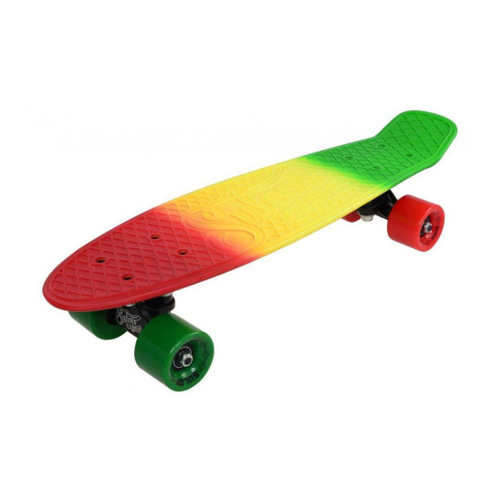 SKATE PENNY SLV 3C, PLACA PLASTIC PP 56X15 CM, ROTI PU 60X45MM, DURITATE 85A, RULMENTI ABEC 7 CHROME, SASIU ALUMINIU 8.3 CM, CAPACITATE 100 KG, CULOARE VERDE GALBEN ROSU