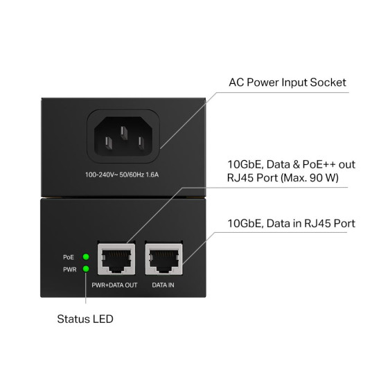 TP-LINK POE+ INJECTOR 10Gbps POE380S