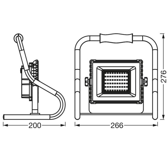 Proiector LED portabil (lampa de lucru) Ledvance Worklight Battery R- Stand, 20W, 5V, 1800 lm, lumina neutra (4000K), IP44/IK05, baterie reincarcabila prin cablu USB -8h, autonomie ~4h, Orange