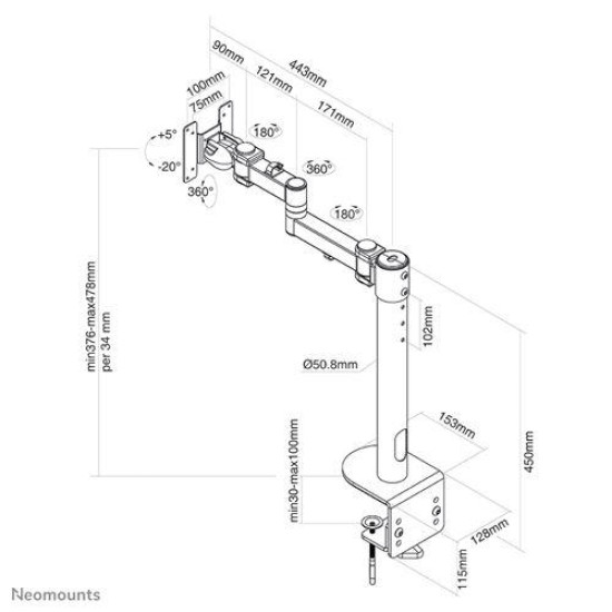 Suport Monitor de Birou, Neomounts by Newstar FPMA-D960BLACKPLUS, 10 Suport Monitor de Birou, Neomounts by Newstar FPMA-D960BLACKPLUS, 10
