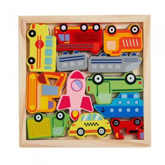 PUZZLE DIN LEMN CU MASINI, 12 PIESE PUZZLE DIN LEMN CU MASINI, 12 PIESE