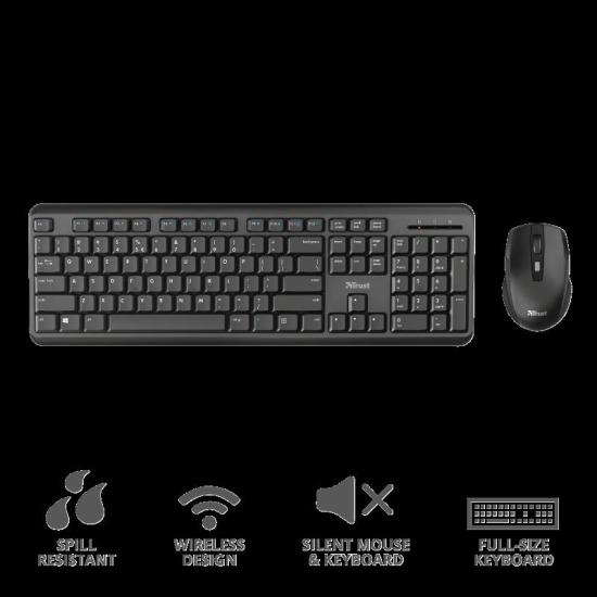 Kit tastatura si mouse Trust ODY, Wireless, negru Kit tastatura si mouse Trust ODY, Wireless, negru